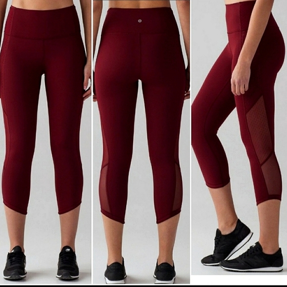 lululemon athletica Pants - Lululemon Body Con Crop Deep Rouge 6